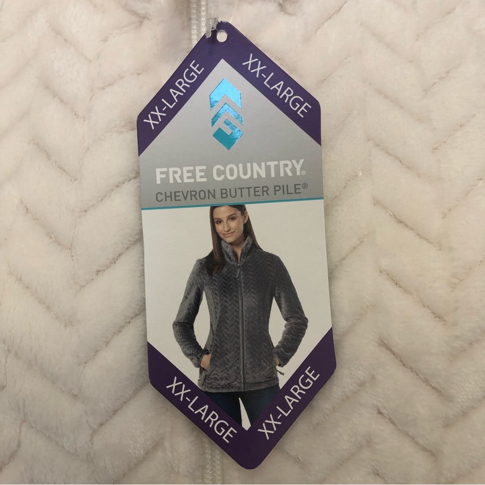 Free Country L.T.D. Womens Full Zip L/S Chevron Butter Pile Faux Fur Jacket - Picture 6 of 8